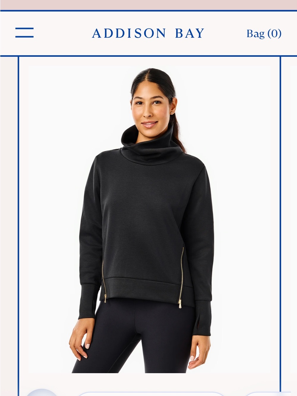 Addison Bay Polished Double Knit Zip Everyday Pullover, NWOT, S